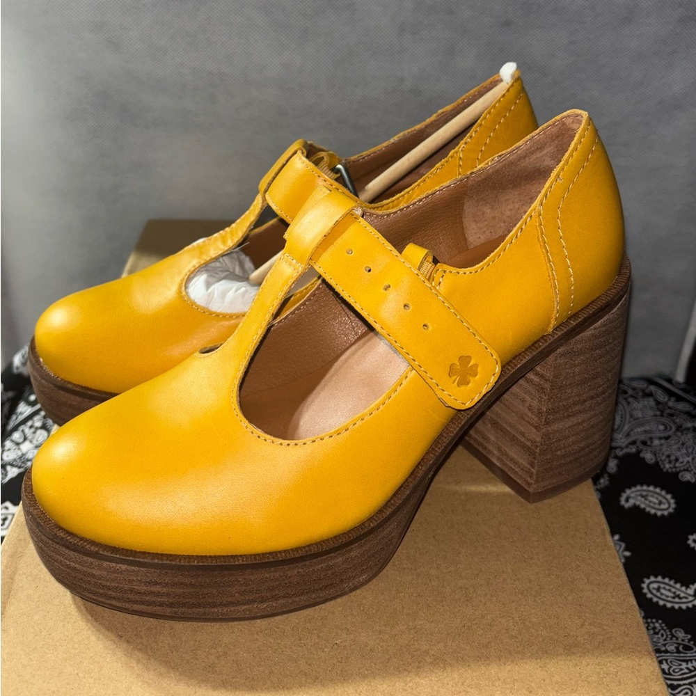 Lucky Brand Yellow Platform Mary Jane Shoes